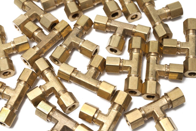 LTWFITTING 1/4-Inch OD Compression Tee,Brass Compression Fitting(Pack of 5) - Image 1
